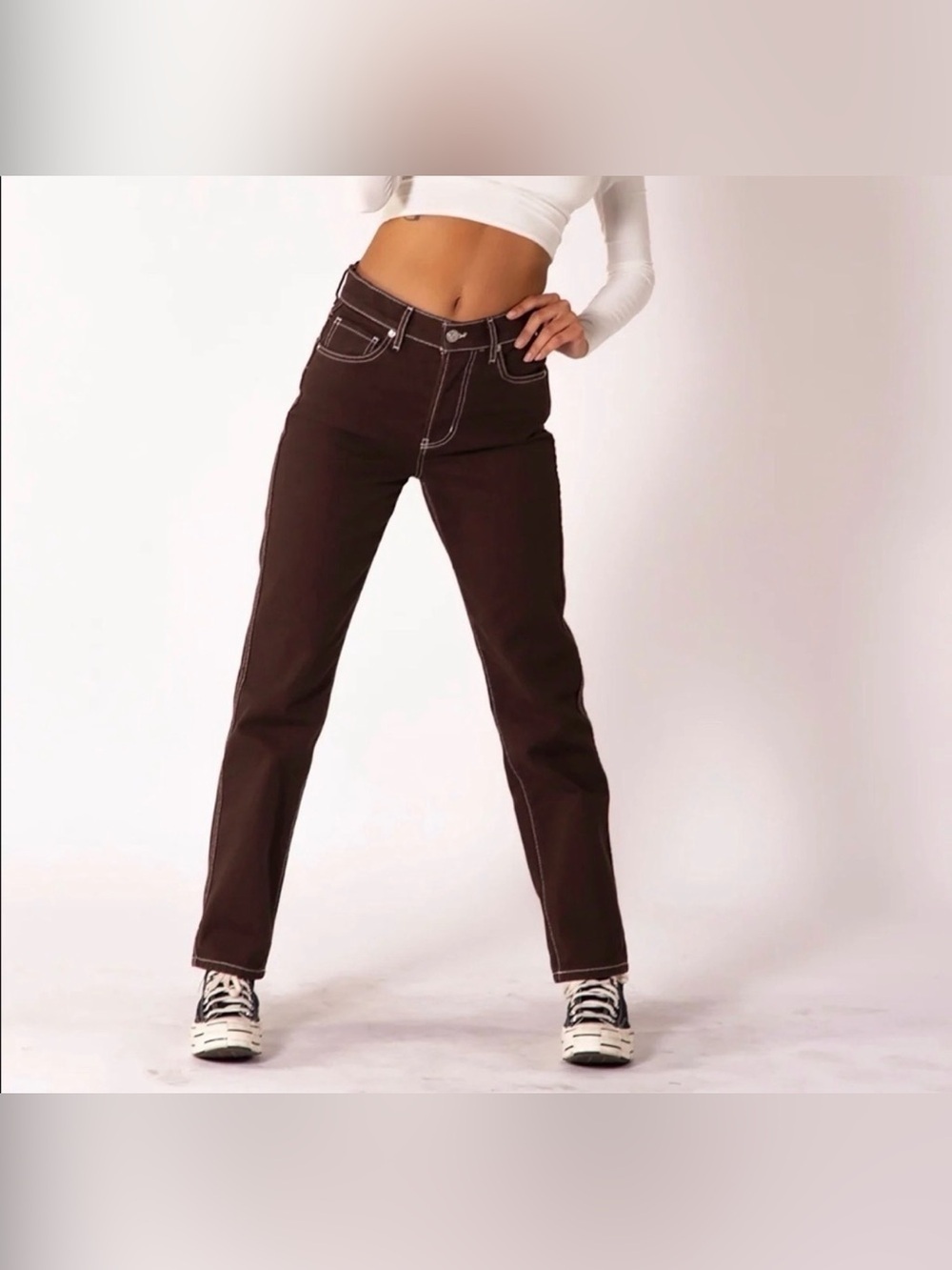 Revice Denim Ex Boyfriend/Miss Me Straight Leg Jeans in Brown, Size 29